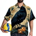thumbnail image 4 of Crow Men's Short Sleeve Button Down Hawaiian Beach Printed Casual Shirts, 4 of 6