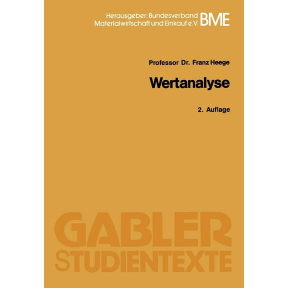 Wertanalyse, (Paperback)