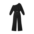 thumbnail image 6 of Itsame Girls 2-Piece Sweatshirt Set, Crop Relaxed Straight Leg Pants Outfit Casual Sporty Jogger Suit Black Size 6, 6 of 6