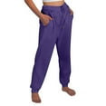 thumbnail image 2 of Purple Sweatpants Women Straight Leg Sweatpants for Women Bottom Fleece Joggers Drawstring High Waited Tapered Yoga Pants with Pockets, 2 of 5