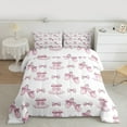 thumbnail image 2 of Homewish Kawaii Bow Tie Girl 2pcs Bedding Comforter Set,Pink White Twin Comforter Sets,Dance Ballet Theme Breathable Bedding Set,Super Cozy Room Decor,Reversible, 2 of 8