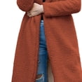 thumbnail image 4 of IROINID Manteau Mi-Long Confortable pour Femme à Revers Cranté, Couleur Unie, Ouvert à l'Avant, Manches Longues, Brun, 4 of 5