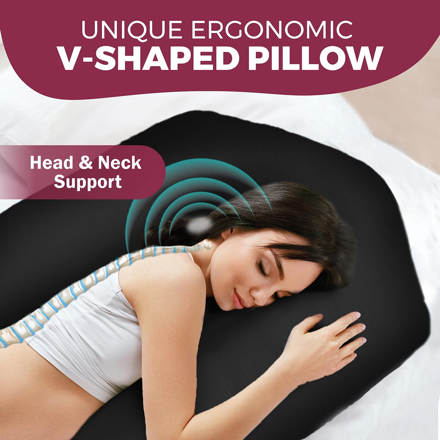 PILLANI Pregnancy Pillows for Sleeping - V C U Shaped Full Body Pillow with Removable Cover, 57inch Cooling Maternity Pillow for Pregnant Women, Support for Back Belly Legs Hip - Pregnancy Must Haves
