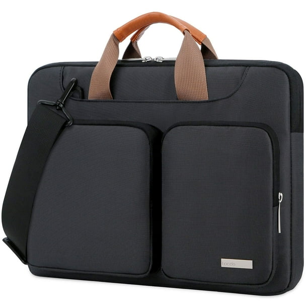 Bolso de hombro para portátil Lacdo 360° con protección de 16 pulgadas, negro