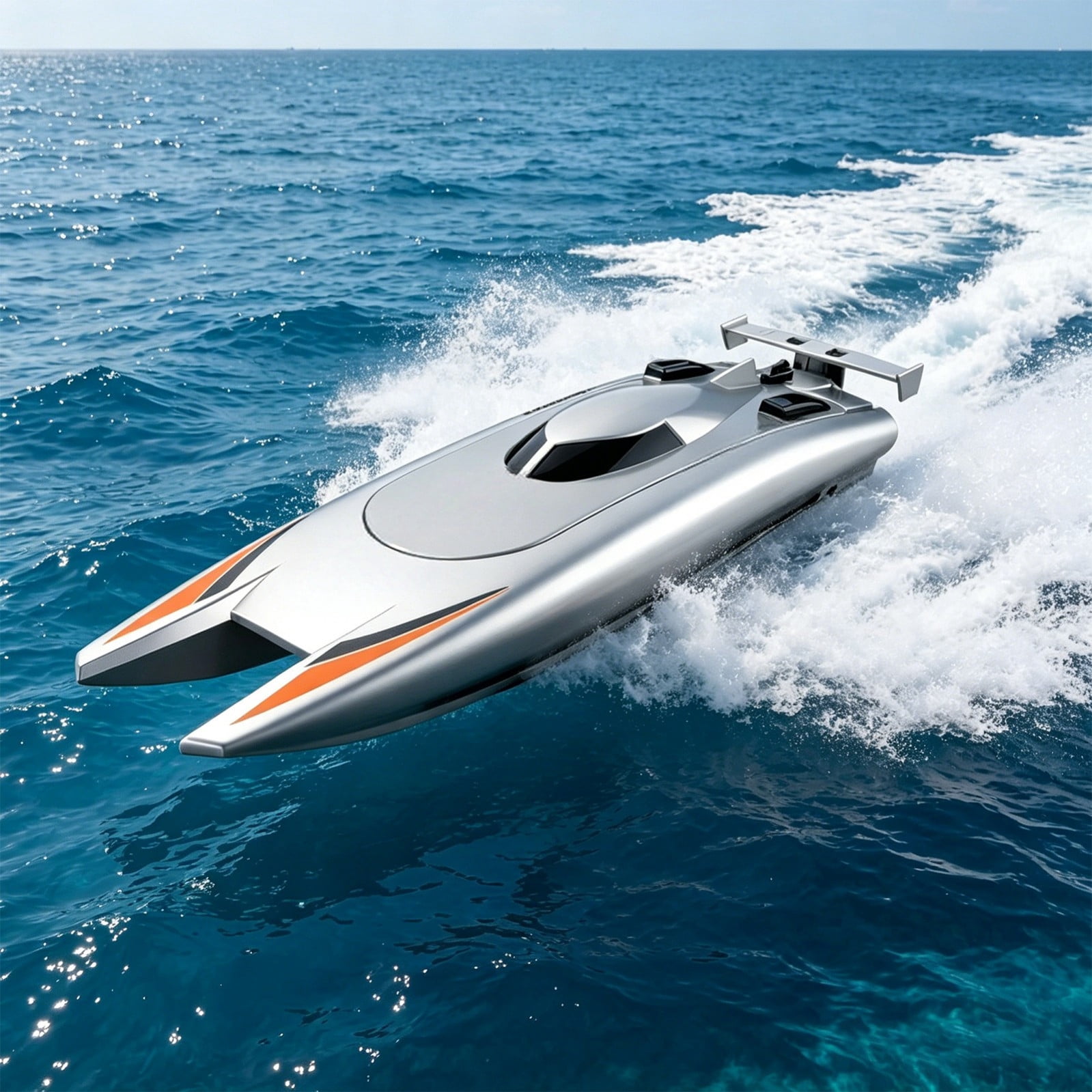 RC Boat High Speed 30+mph 2.4GHz Fast Racing Waterproof Toy for Pool,Silver