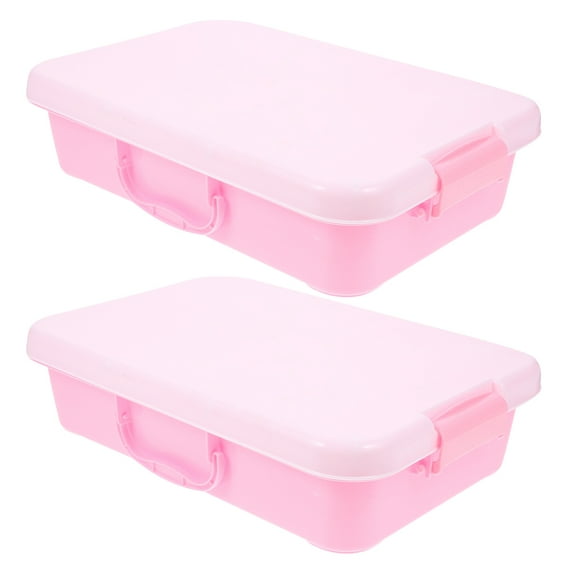 BESTOYARD 2Pcs Portable Pink Sand Tray with Handle Plastic Storage Box for Indoor Use