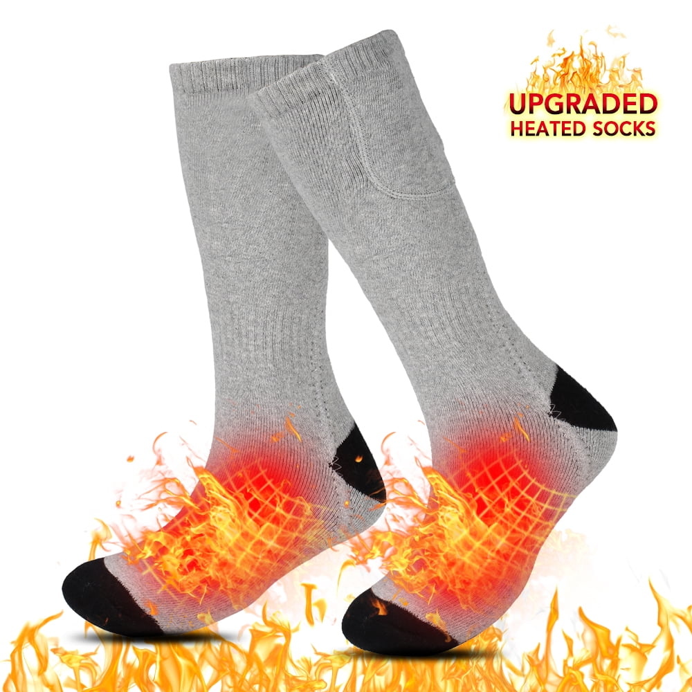 USB Rechargeable Electric Heated Socks Battery Powered Cold Unisex Winter Warm 