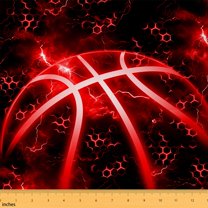 jejeloiu Sports Theme Fabric by the Yard 3 Yards,Red Basketball Sewing Fabric,Geometric Honeycomn Hexagon Fabric for Sewing For Children,Breathable Home Decor