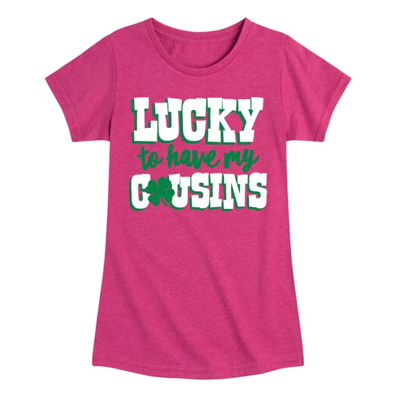 Instant Message - St. Patrick's Day - Lucky to Have My Cousins - Toddler And Youth Girls Short Sleeve Graphic T-Shirt