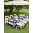 thumbnail image 3 of Outdoor Tablecloth with Umbrella Hole and Zipper, Independence Day Rectangle Table Cloth 60x120 Inch Waterproof Tablecloth, Farmhouse American Flag Truck Star Burlap Picnic Table Cover for Patio, 3 of 7