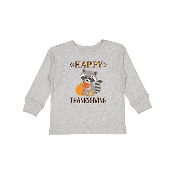 Inktastic Happy Thanksgiving Holiday Raccoon Boys or Girls Long Sleeve Toddler T-Shirt