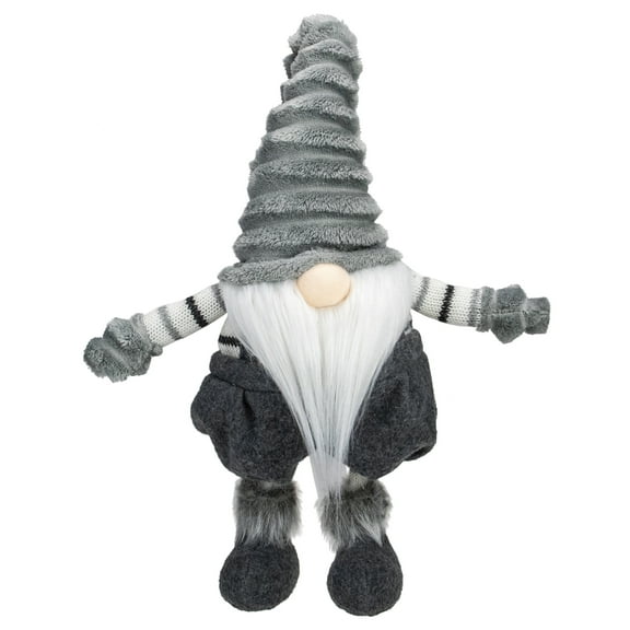 Northlight Bouncy Gnome Figure Christmas Decoration - 18" - Gray and White
