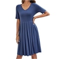thumbnail image 2 of Gspmoly Robe pour Femme, Robe pour Femme à Col en V à Manches Courtes avec Poche Unie Plissée Grenade Robe de Tous les Jours Robes de Cocktail jusqu'à 60 % de Rabais, 2 of 8