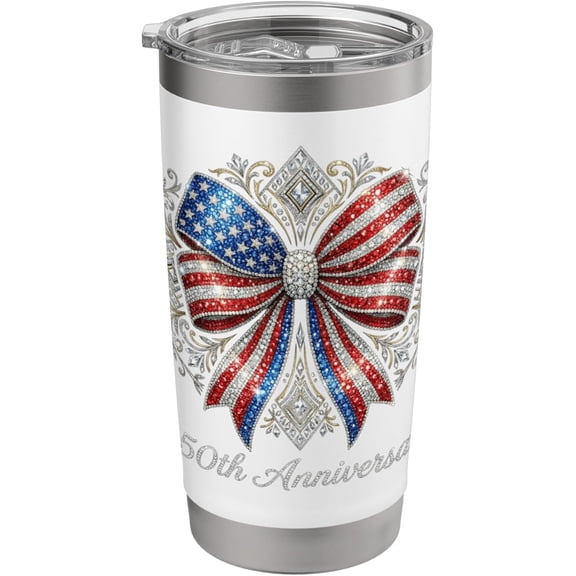 250 Years America 250th Anniversary Freedom Coquette Bow Stainless Steel Insulated Tumbler
