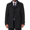 thumbnail image 1 of Abrigo de media longitud INSPIRE CHIC para hombre, abrigo de invierno con cremallera y un solo botón, abrigo de negocios con cuello de bufanda, color negro, 1 of 6