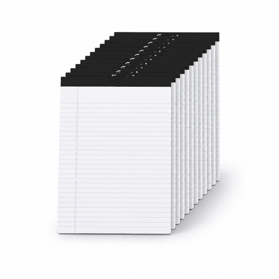 White-12 5x8 Ruled Writing Pads, 12-Pack Perforated Note Pads for Work Study