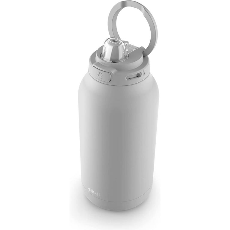 Ello Hydra Half Gallon Vacuum Insulated Stainless Steel Jug with Locking,  Leak-Proof Lid and Soft Silicone Straw, Keeps Cold All Day, 64oz, Grey 