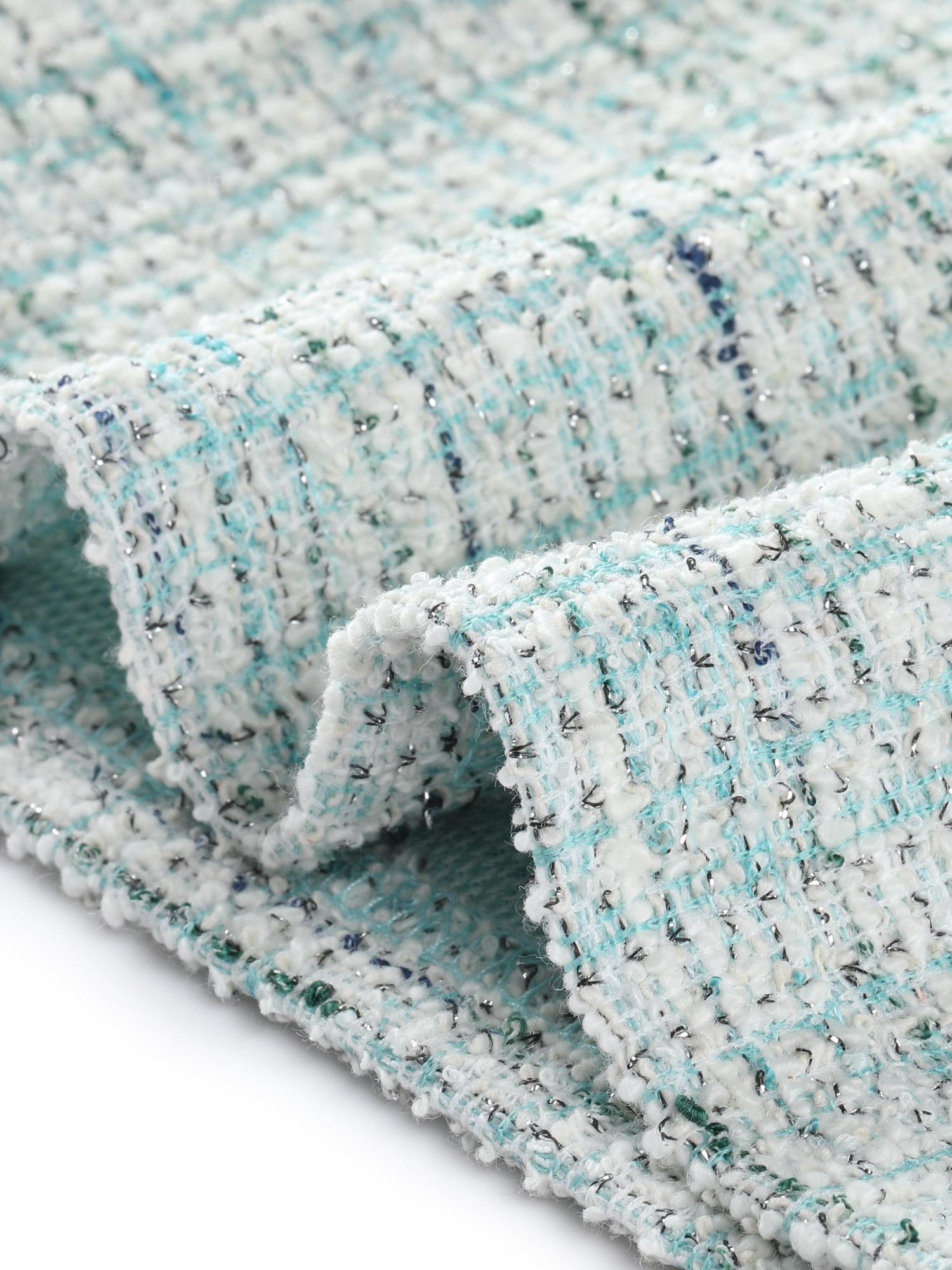 DARING DIVA Women's Tweed High Waist Plaid Pencil Skirts XS White Blue