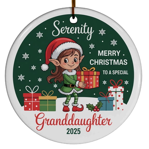 Merry Christmas To Special Granddaughter Ornament 2025 - Xmas Gift From Grandparents, Customized Year & Name Elf Christmas Tree Ornament, Christmas Ornament 2025
