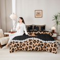 thumbnail image 4 of Manfei Leopard Print Bow Letter T Bedding Comforter Set for Girls, Black Brown Initial Queen Bedding Sets, Black Reversible, 7 Pieces, 4 of 7