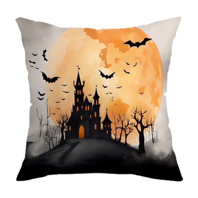 Halloween Throw Pillow Cover - HD Digital Print Polyester Pillowcase, 17.71x17.71 Inches, Soft Washable Decor, Detachable & Anti-Pilling, Holiday Home Decor, Durable & Fade-Resistant