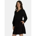 thumbnail image 3 of Time and Tru Women's Tiered Corduroy Dress with Long Sleeves, Sizes XS-XXXL, 3 of 4