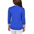 thumbnail image 2 of NY Collection 3/4 Slv Knit Crepe Studded Keyhole Top, 2 of 3