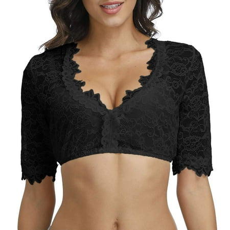 Ploknplq Strapless Bra Tube Top Black Bralette for Women 1PC Underwire Lingerie Vest Elegant Dirndl Blouse Black Dirndl Blouse Blouse For Oktoberfest Lingerie Cotton Bralette Push Up Bra Black 3XL