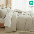 thumbnail image 2 of PHF Waffle Duvet Cover Set Queen Size, 3 Pieces Soft Breathable Bedding Comforter Cover for All Seasons, Waffle Textured Duvet Cover with 2 Pillow Shams Bedding Collection, 90"x90", Linen, 2 of 6