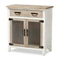 thumbnail image 2 of Deacon Rustic Industrial Farmhouse Weathered Two-Tone White and Oak Brown Finished Wood 2-Door Storage Cabinet, 2 of 7