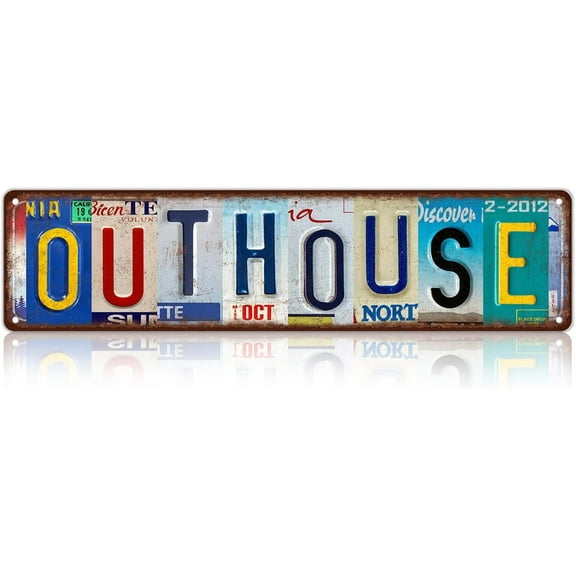 Vintage Outhouse Metal Tin Signs Street Signs Home Wall Decor 16 x 4 Inches