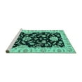 thumbnail image 2 of Ahgly Company Machine Washable Indoor Round Persian Turquoise Blue Traditional Area Rugs, 4' Round, 2 of 4