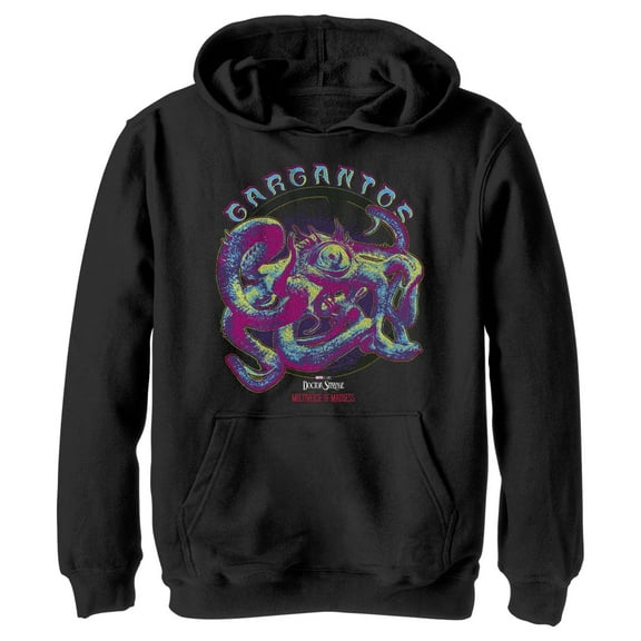 Boy's Marvel Doctor Strange in the Multiverse of Madness Neon Gargantos  Pull Over Hoodie Black Medium