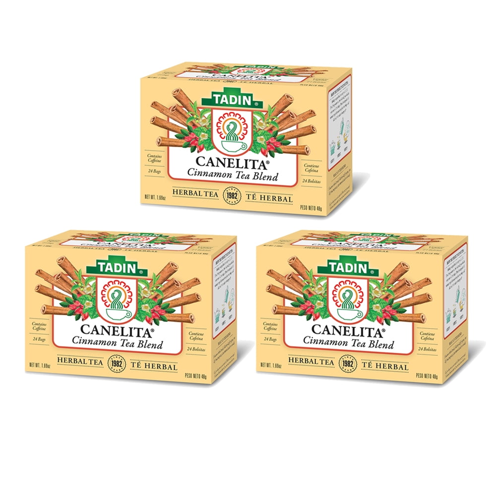 Tadin Cinnamon Herbal Tea Blend. Rich in Vitamin C and Antioxidants. Promotes Weight Loss. Contains Caffeine. 24 Teabags. 1.52 oz. Pack of 3
