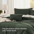 thumbnail image 5 of King Comforter Set - 4 Pieces Pinch Pleat Bed Set, Olive Green Boho Bedding for All Season, 1 Soft Comforter, 2 Pillowcases, 1 Decorative Pillow, 5 of 8