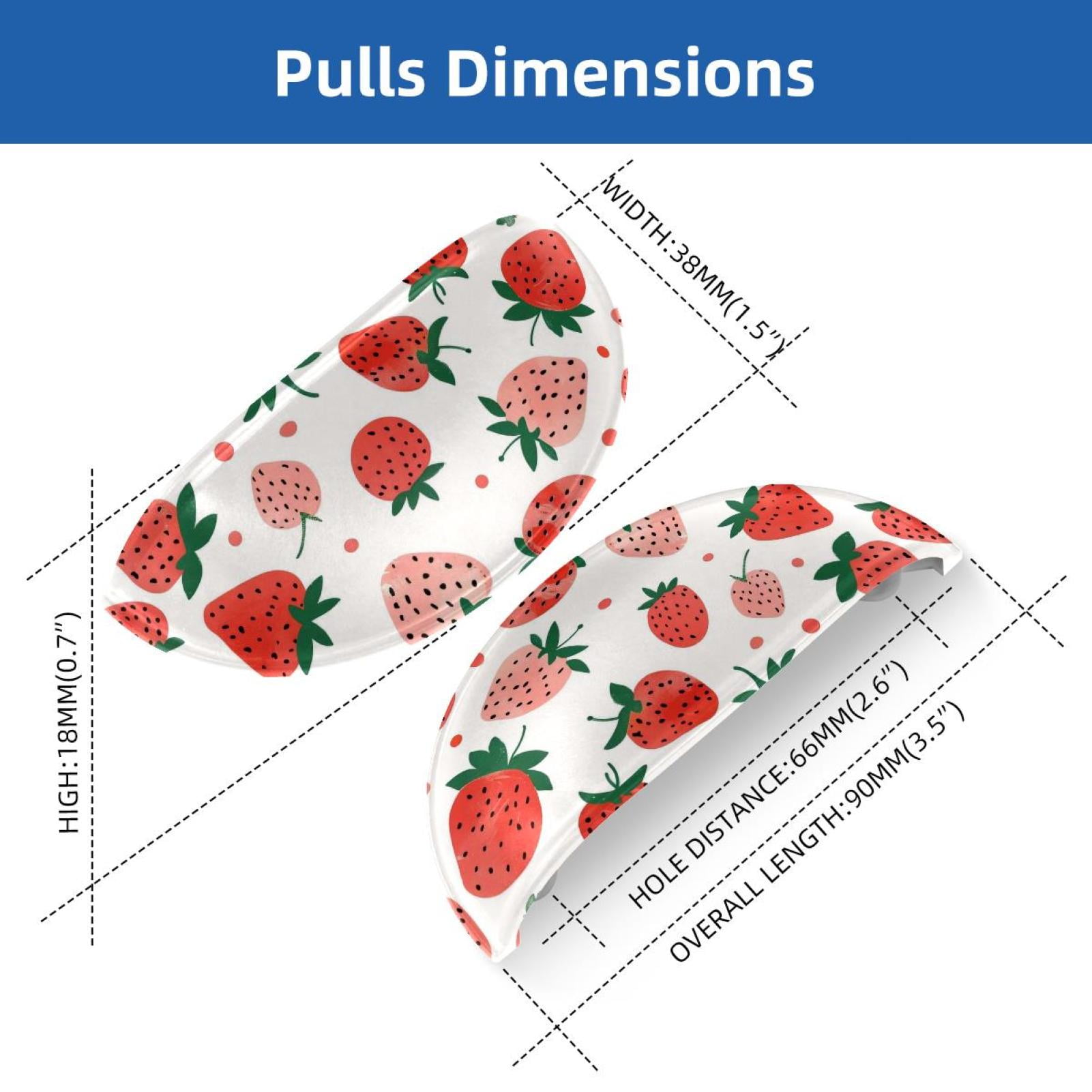 PhooArto 6 Pcs Cup Drawer Pulls, Pink Fruits Strawberries Pattern Shell Shape Handles Cabinet Knobs for Dresser Cupboard Closet Wardrobe with Screws