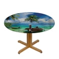 thumbnail image 3 of Orinice Palm Trees Round Table Cover Stain Resistant Washable Indoor Outdoor Tablecloth Kitchen Dining Wedding Parties Full Width Single-Sided Printing 100% Polyester Fiber 46-50, 3 of 8