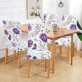 thumbnail image 6 of Purple Flowers Chair Covers for Dining Room, Dining Table Seat Covers Set of 4, Dining Room Chair Slip Covers without Arms, Machine Washable Stretchable Dining Room Chair Covers, 6 of 6