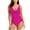 Hot Pink, variant on Tummy Control Swimsuits for Women Deep V Neck Twist Swimwear Ruched One Piece Bathing Suit Leopard Backless Swimwear