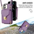 thumbnail image 2 of iPhone 11 Luxury Leather Case with Card Holder for Women Phone Case Wallet with Strap Credit Card Slots Crossbody Strap with Kickstand Zipper Shockproof Case For iPhone 11,Purple, 2 of 9