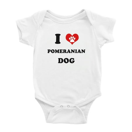 

I Heart Pomeranian Dog Funny Baby Jumpsuits Newborn Clothes (White 6-12 Months)