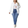 thumbnail image 2 of Agnes Orinda Women's Sweater Cardigans Plus Size Long Sleeve Crew Neck Classic Knit Cardigan Sweaters with Pockets 2X White, 2 of 6