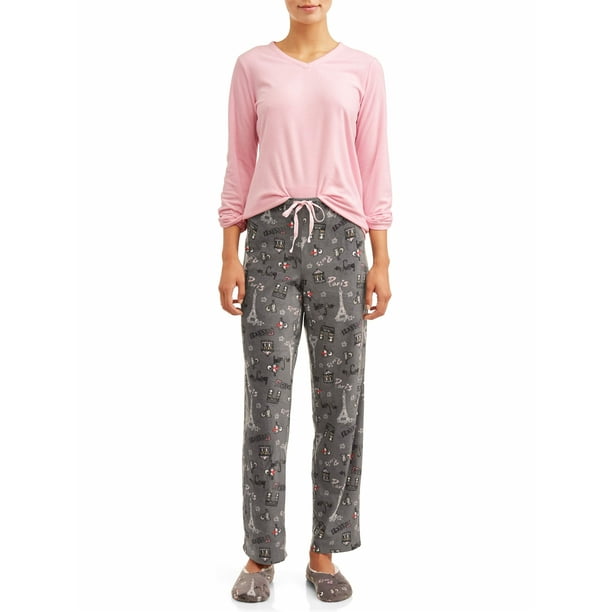 Hanes Hanes Women's 3Piece Pajama Set with Sherpa Slippers Walmart