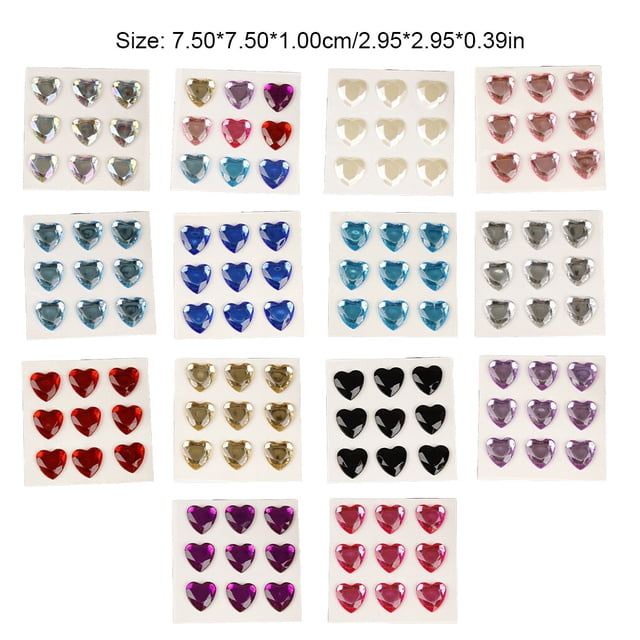 10 Sheets Rhinestone Stickers Children Hand Acrylic Decals Three-dimensional Phone Guitar Table Student DIY Love Heart Crafts Label Table Party White