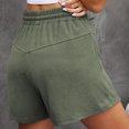 thumbnail image 3 of Pantalones cortos de cintura alta con cordón para mujer, cintura elástica y bolsillos laterales, pierna ancha, color verde, talla L, 3 of 6