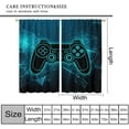 thumbnail image 2 of Game Curtains for Boys, Abstract Teal Line Geometric Art Blue Gaming Print Blackout Window Drapes Curtains for Kids Teens Playroom Bedroom, 84" W X 84" L, 2 of 6