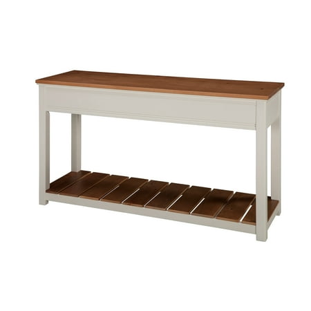 Savannah 50" Console Table, Ivory with Natural Wood Top