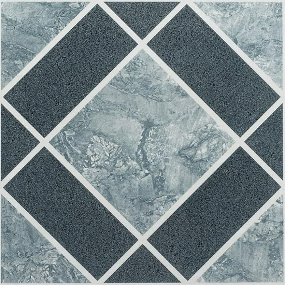 Ergode Nexus Light & Dark Blue Diamond Pattern 12x12 Self Adhesive Vinyl Floor Tile - 20 Tiles/20 sq. ft.