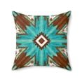 thumbnail image 2 of Boho Southwest Turquoise Brown Square Pillow, Eclectic Home Decor, Throw Cushion, Bohemian Accent Pillow, Tribal Decorative, 2 of 9