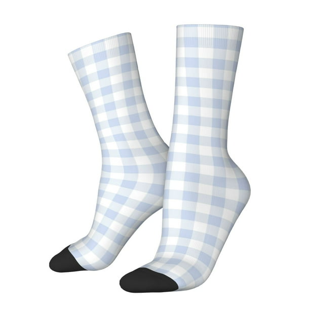 Balery Blue Checkboard Calcetas Largas con Estampado para Hombre y Mujer – Suaves y Transpirables, Talla Única (US 5-11)